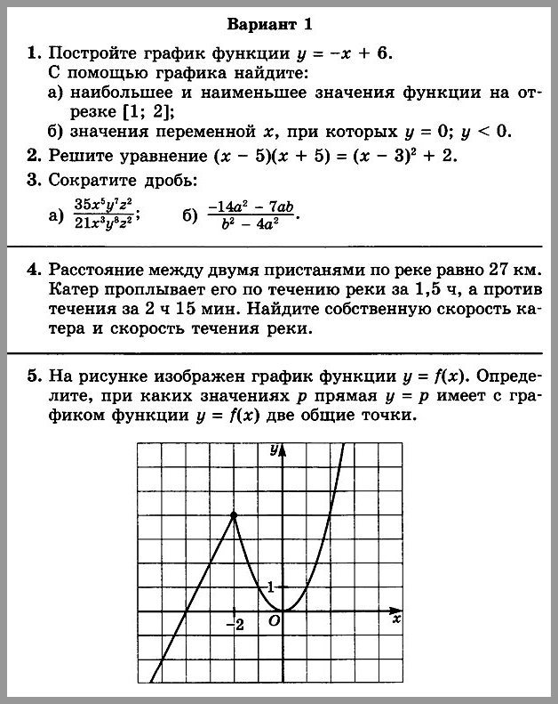Алгебра 7 Мордкович Контрольная № 8